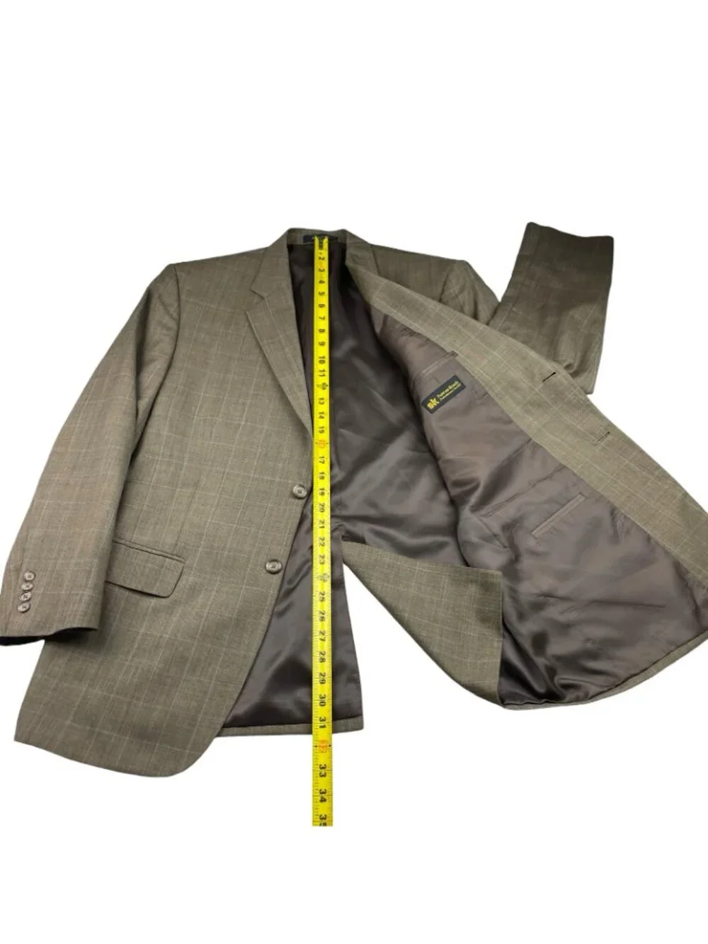Kilburne & Finch Men's 100% Wool 2-Button Blazer Brown Windowpane Plaid • 42R